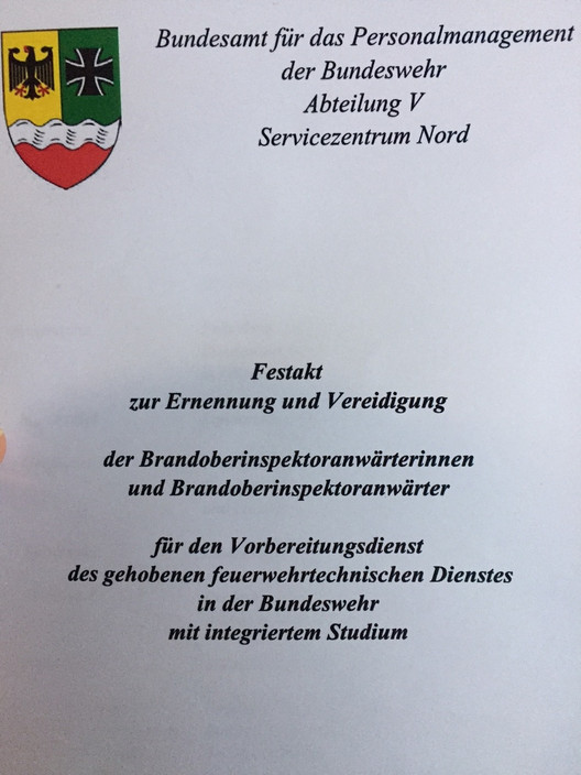 Festakt zur Ernennung und Vereidigung der Brandoberinspektoranwärter/innen