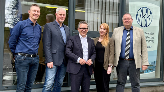 Teile des Bereichsvorstands mit dem Abgeordneten Dr. Rodolph, v.l.n.R. Marc Muth, Oliver Henrich, MdB Dr. Rudolf, Kerstin Windhäuser, Klaus Schütte